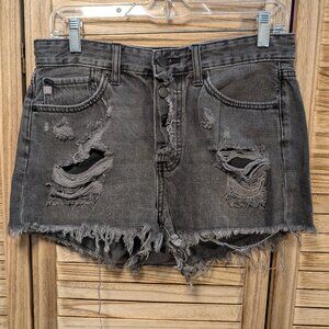 JUST USA Shorts Denim Distressed Gray Size Medium